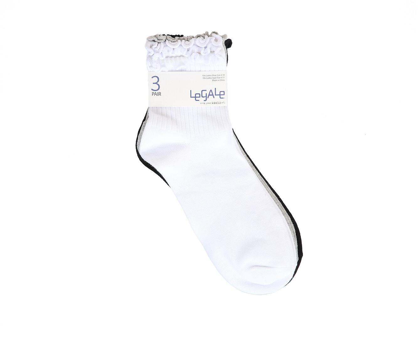 LEGALE 3pp Ruffle Top Anklet Sock Socks