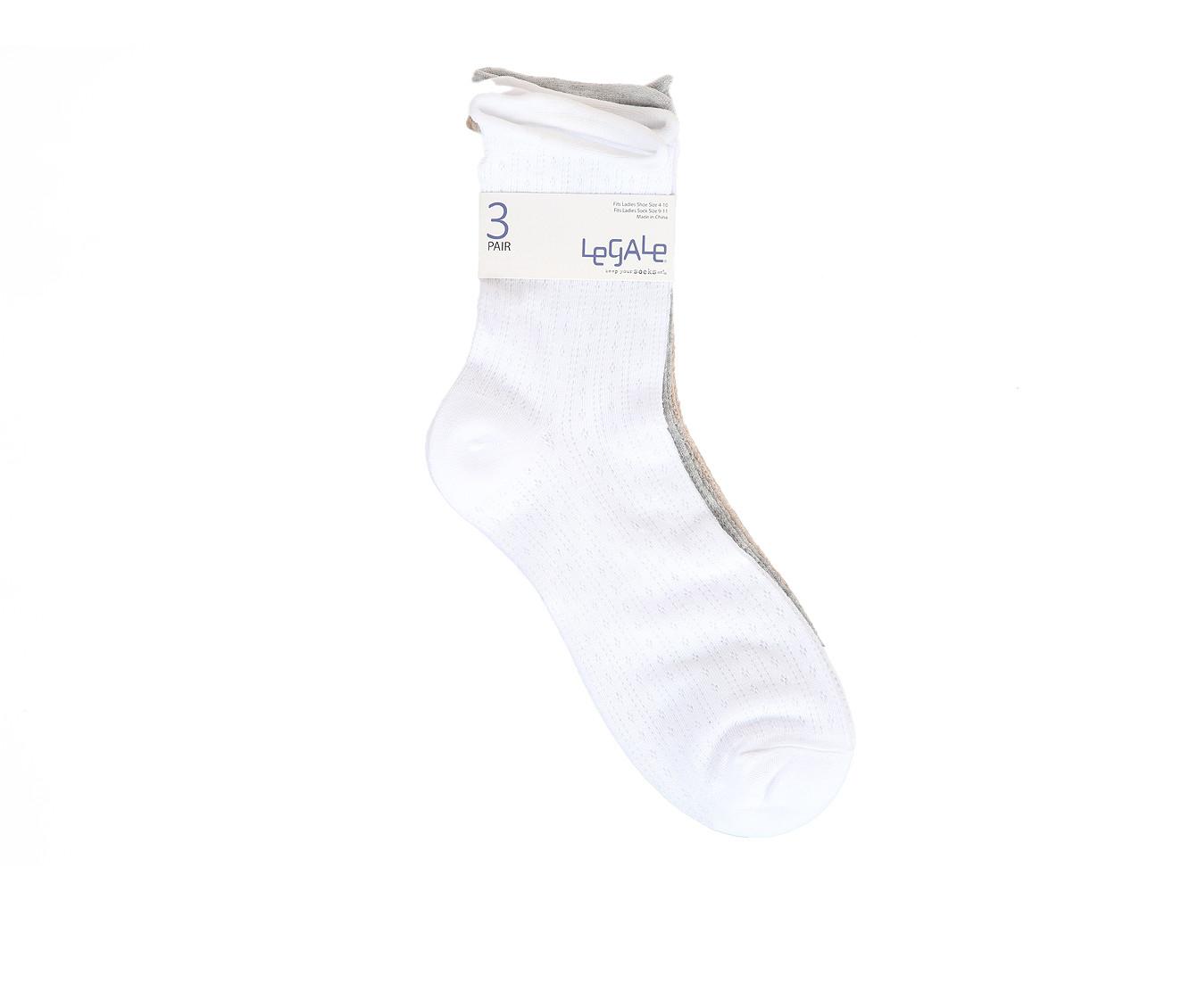 LEGALE 3pp Rolled Top Anklet Socks