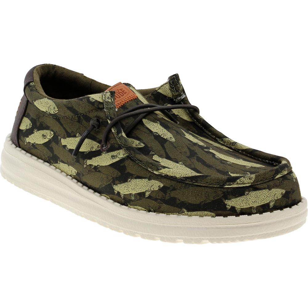 HEYDUDE Wally Fish Camo Youth Dress Shoes