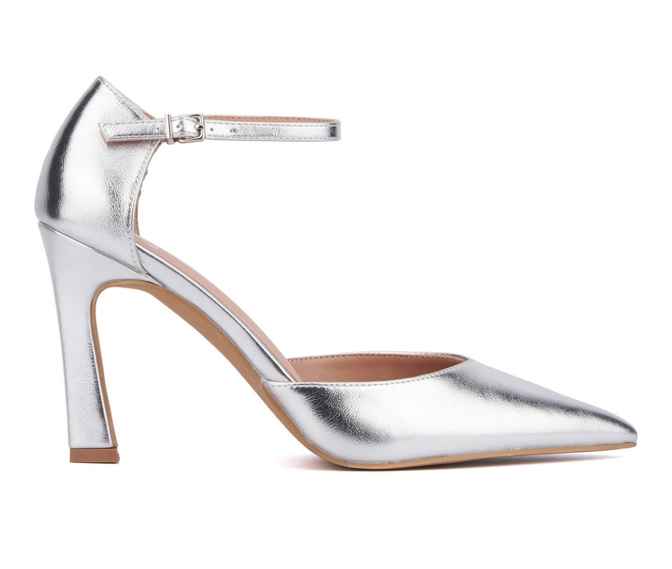 New York Company Women s Xaria Mule Heels 7 Silver Metallic