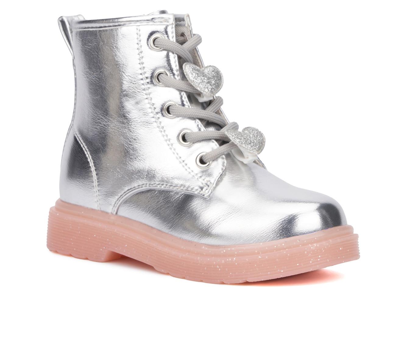 Olivia Miller Girl s Toddler Space Case Combat Boots 6 Silver