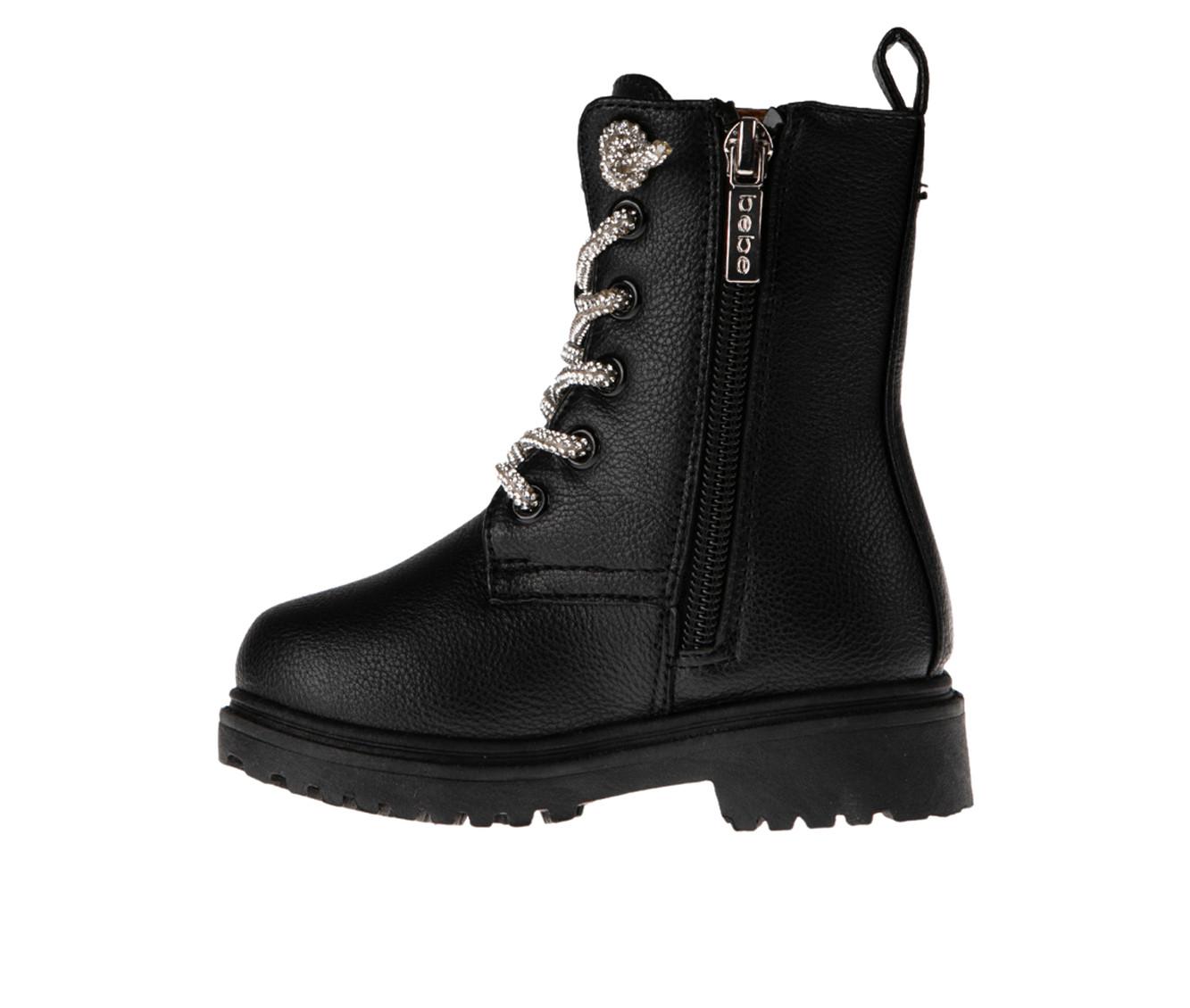 Bebe Women s Girls Toddler Lacee Combat Boots Black Size 8 Toddler PU Leather