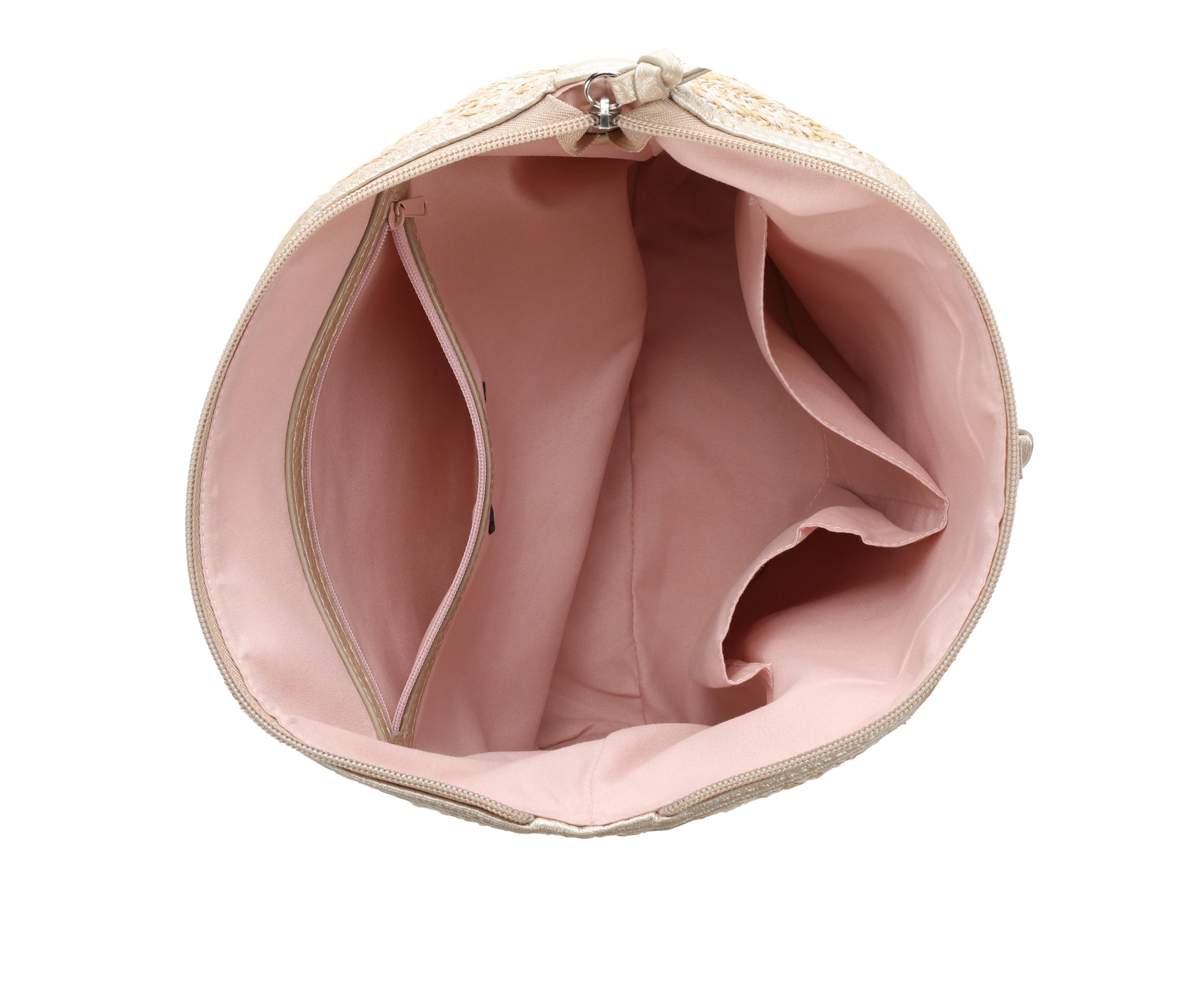 Bueno Of California Straw Top Zip Tote Handbag