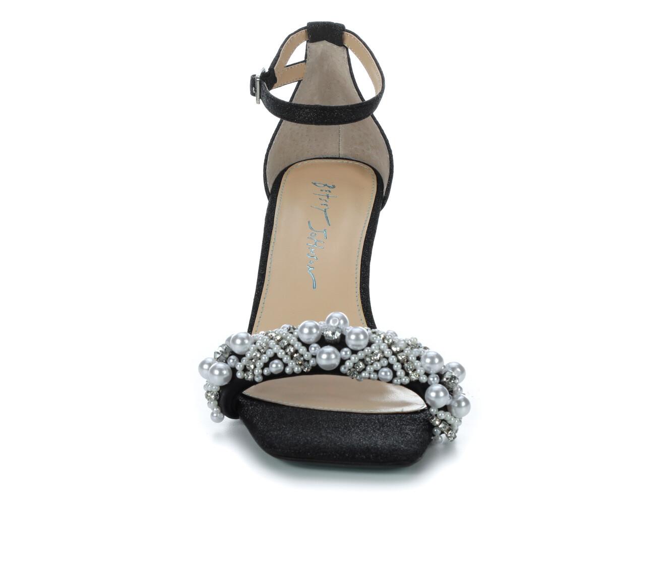 Betsey Johnson Sandali Milo Donna – Tacco Quadrato Con Punta E Strass Oversize, Colore Nero, Taglia 39 EU