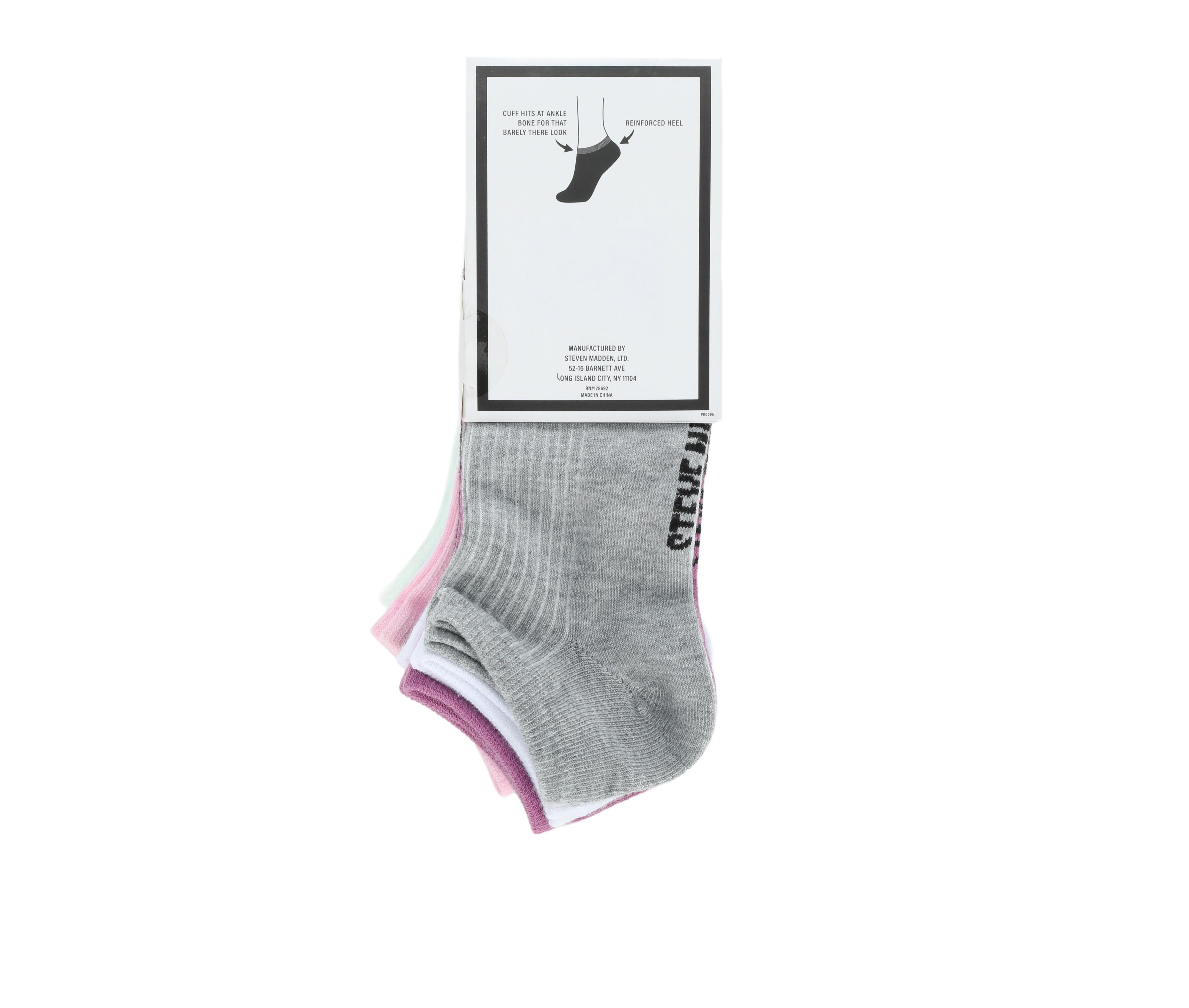 Steve Madden 10 Pair Ribbed Toe Stripe Low Cut Socks