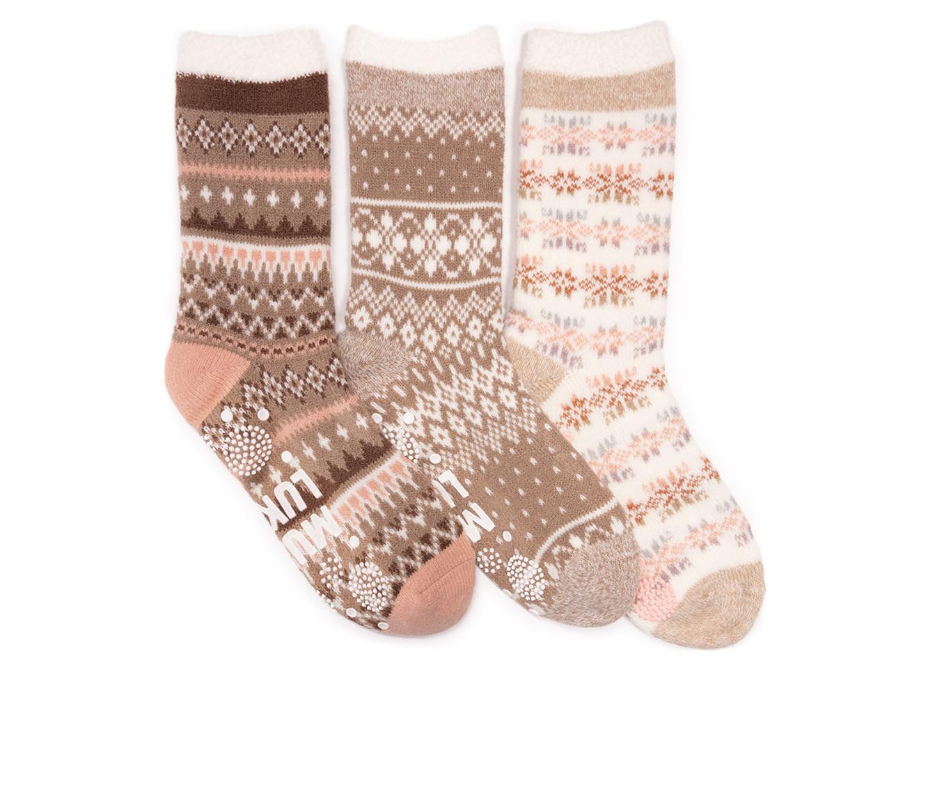 MUK LUKS Adults' 3 Pair Tall Cozy Lined Lounge Socks