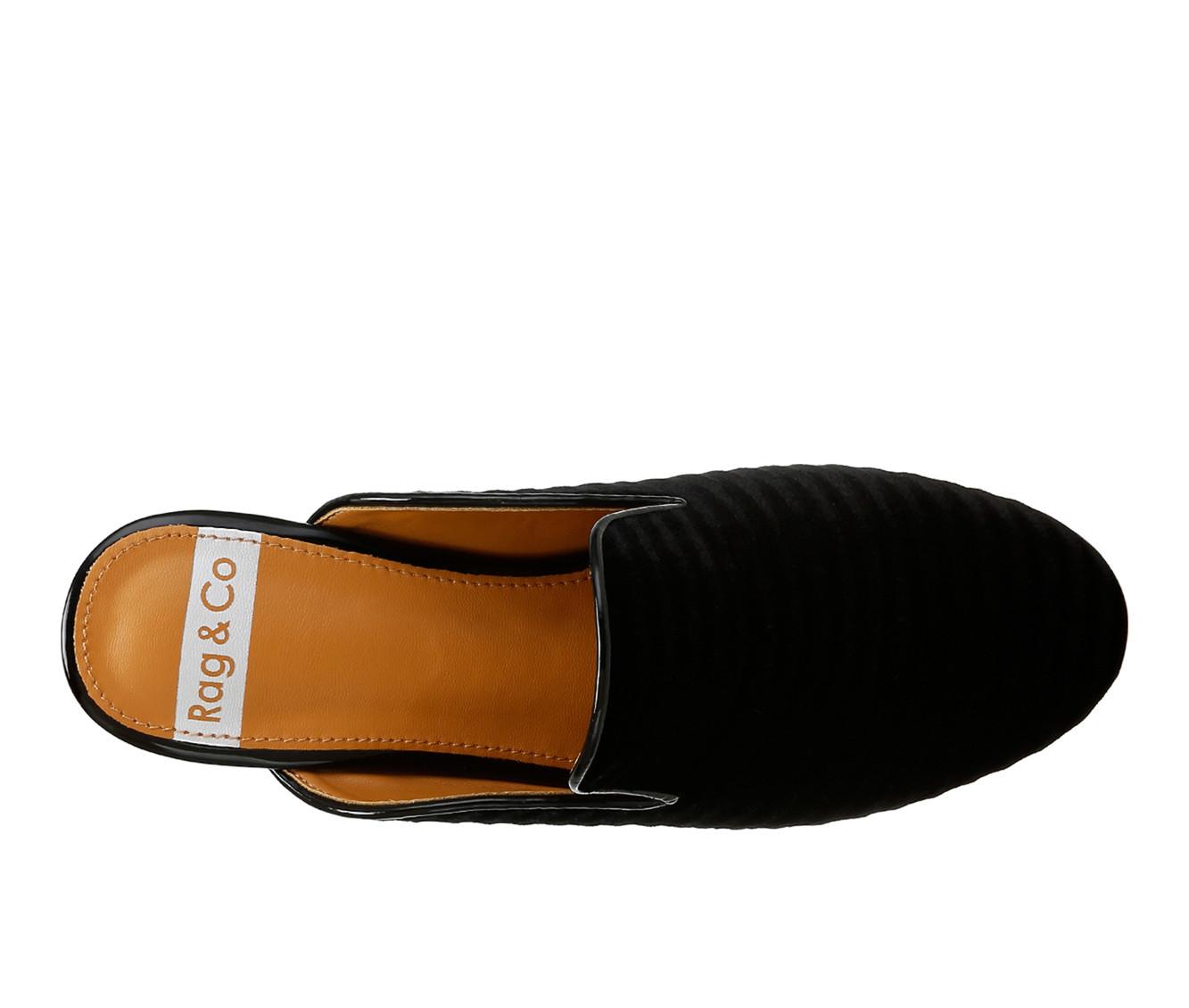 R＆R Noir Curve Mule Shoes 26cm Women's Rag & Co Ouzini Mules | Shoe Carnival