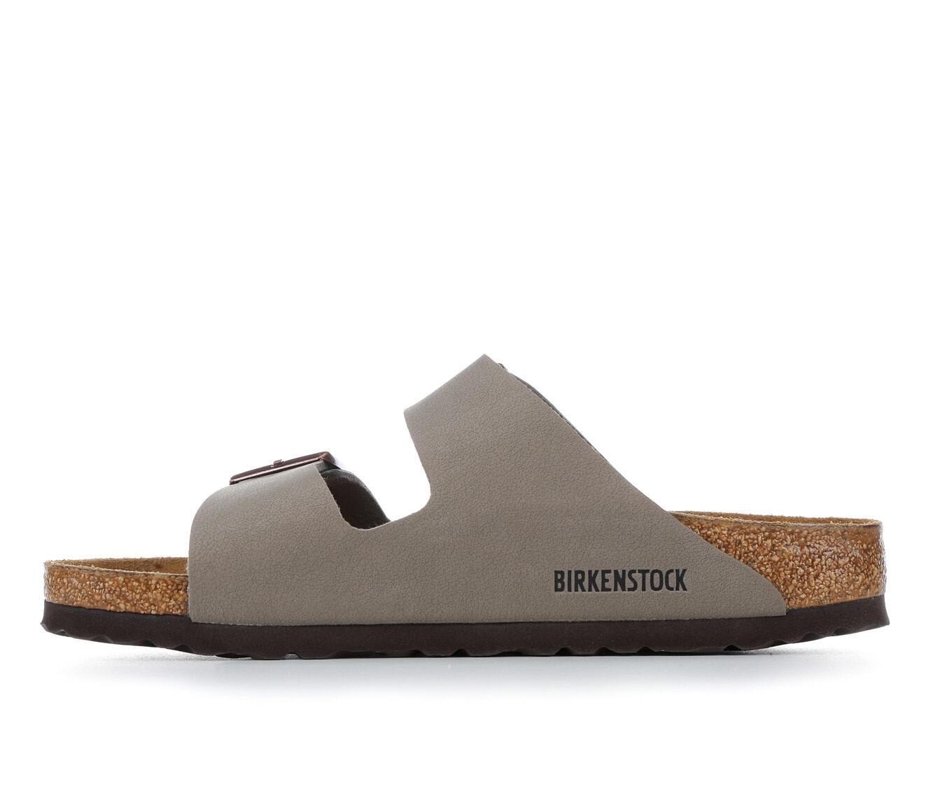 Birkenstock Arizona Womens Birko-Flor Sandals Black/White/Mocca Narrow Fit  Slide