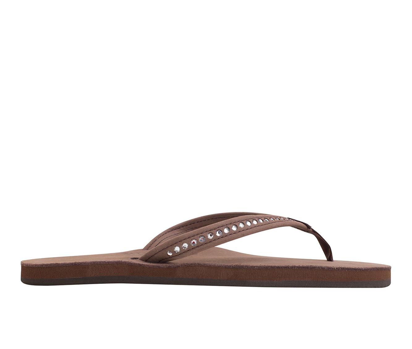 Women's Rainbow Sandals Leather w/ Swarovski Crystals -401ALTSN Flip-Flops