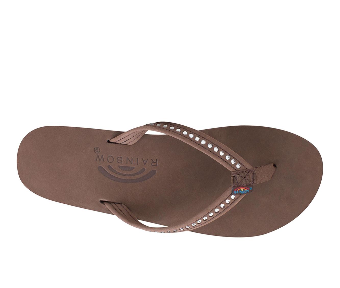 Women's Rainbow Sandals Leather w/ Swarovski Crystals -401ALTSN Flip-Flops