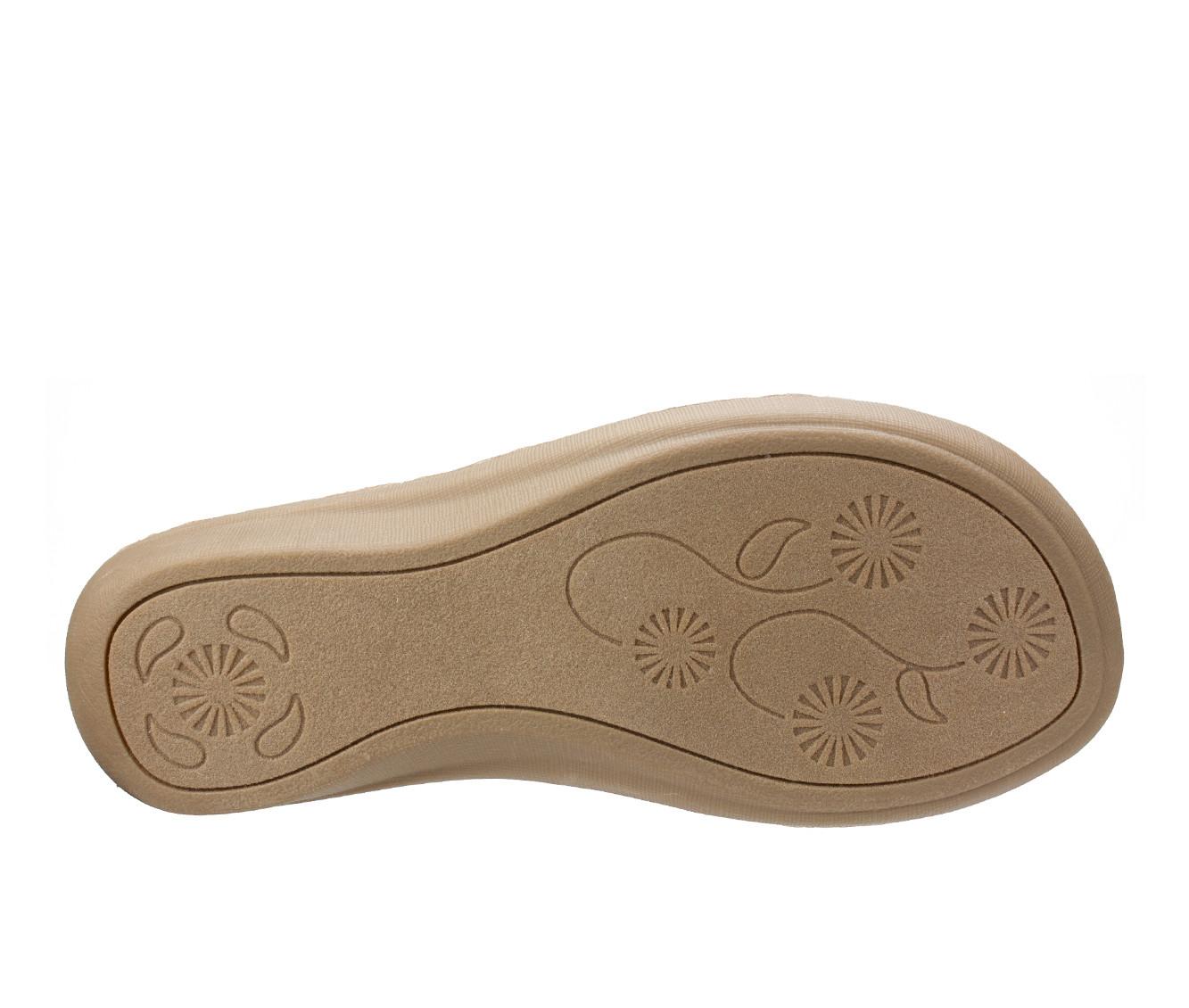 Cliffs By White Mountain Women's Carnation Wedge Sandal – Floral Applique Thong Sandal With Memory Foam Footbed