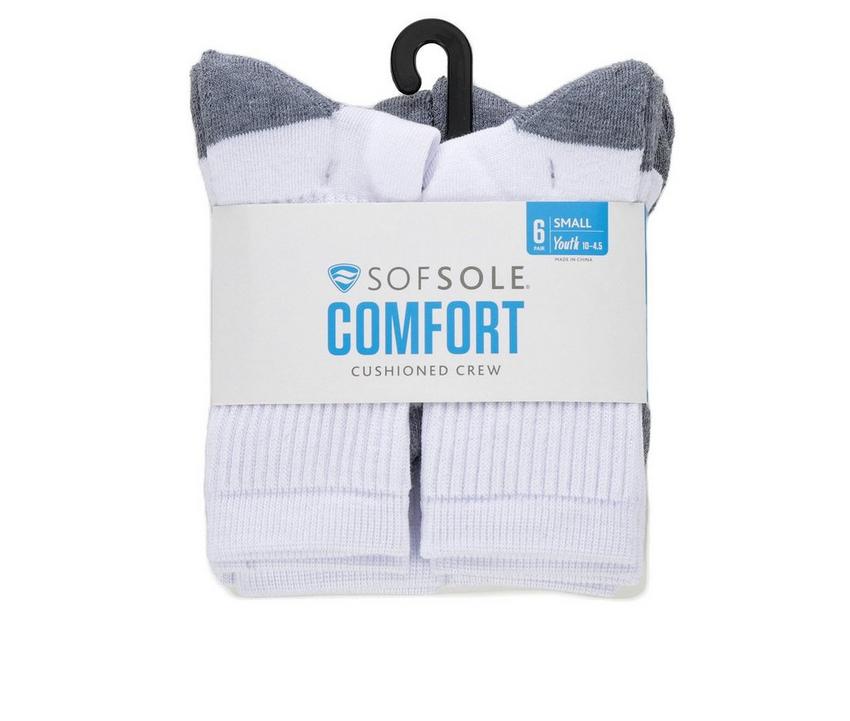 Sof Sole  6 Pair Comfort Cushioned Crew Socks