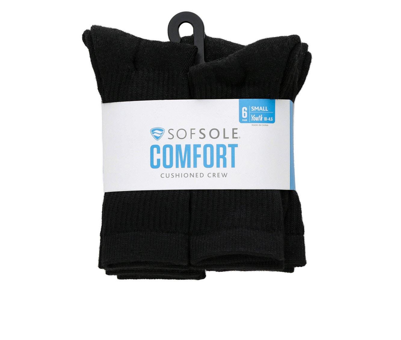 Sof Sole  6 Pair Comfort Cushioned Crew Socks