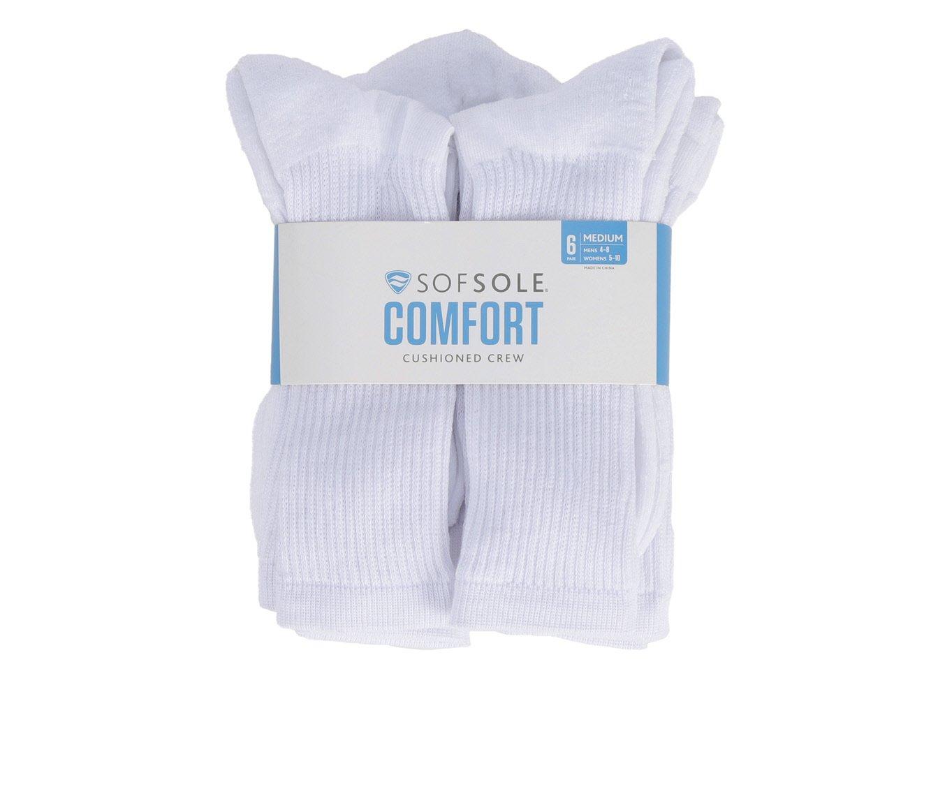 Sof Sole  6 Pair Comfort Cushioned Crew Socks