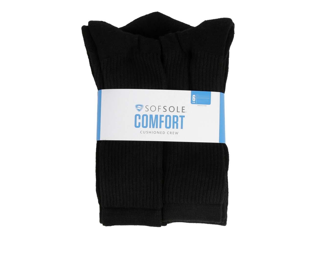 Sof Sole  6 Pair Comfort Cushioned Crew Socks