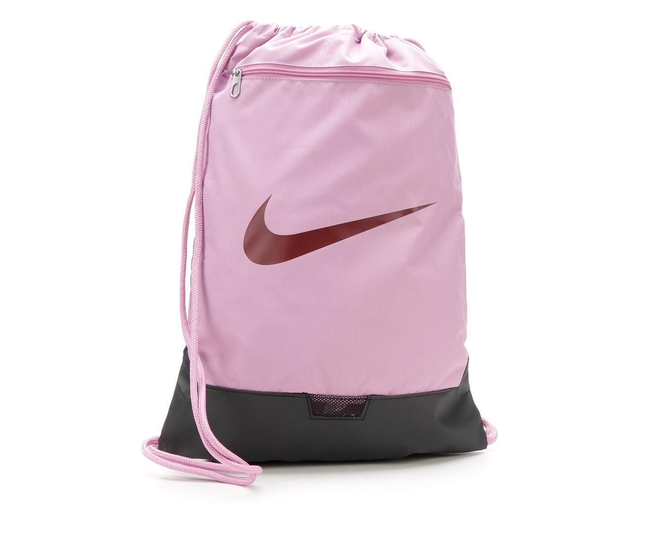 Nike Drawstring Bag Backpack Cinch Sack Teal & Pink Rope Zip Pocket EUC!