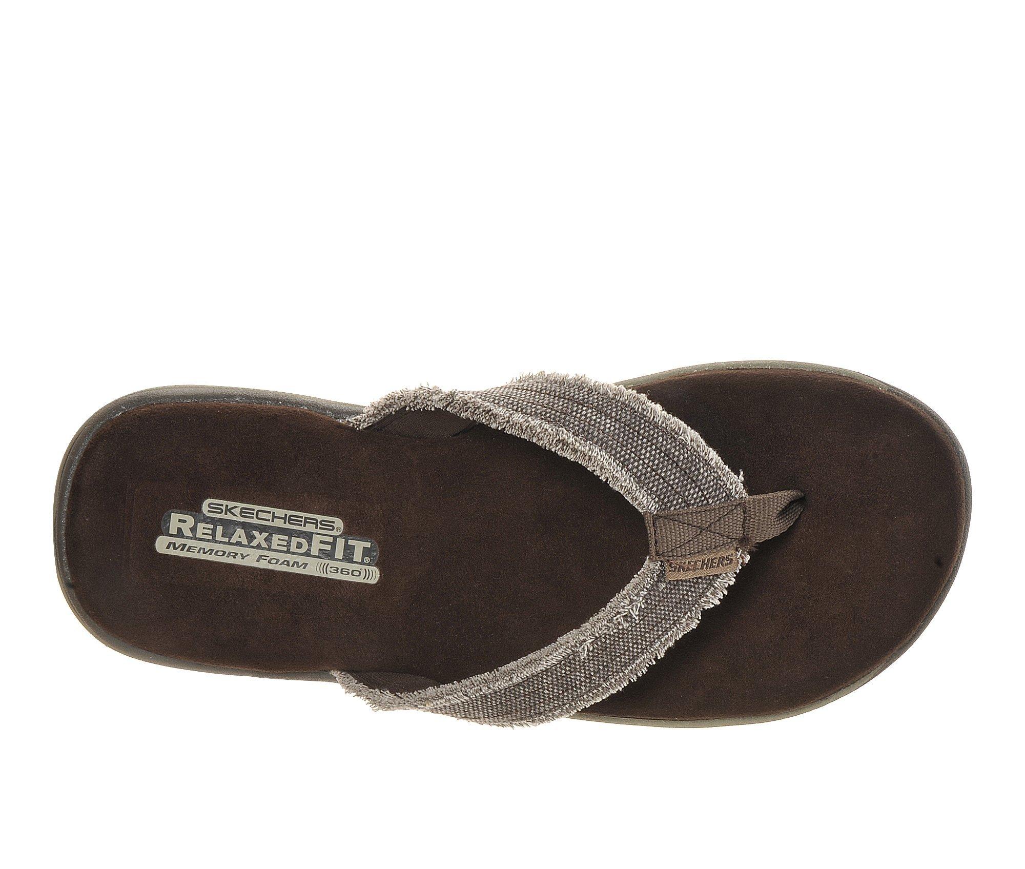 Skechers, Shoes, Skechers Mens Leather Memory Foam Comfort Flip Flop  Sandals 1