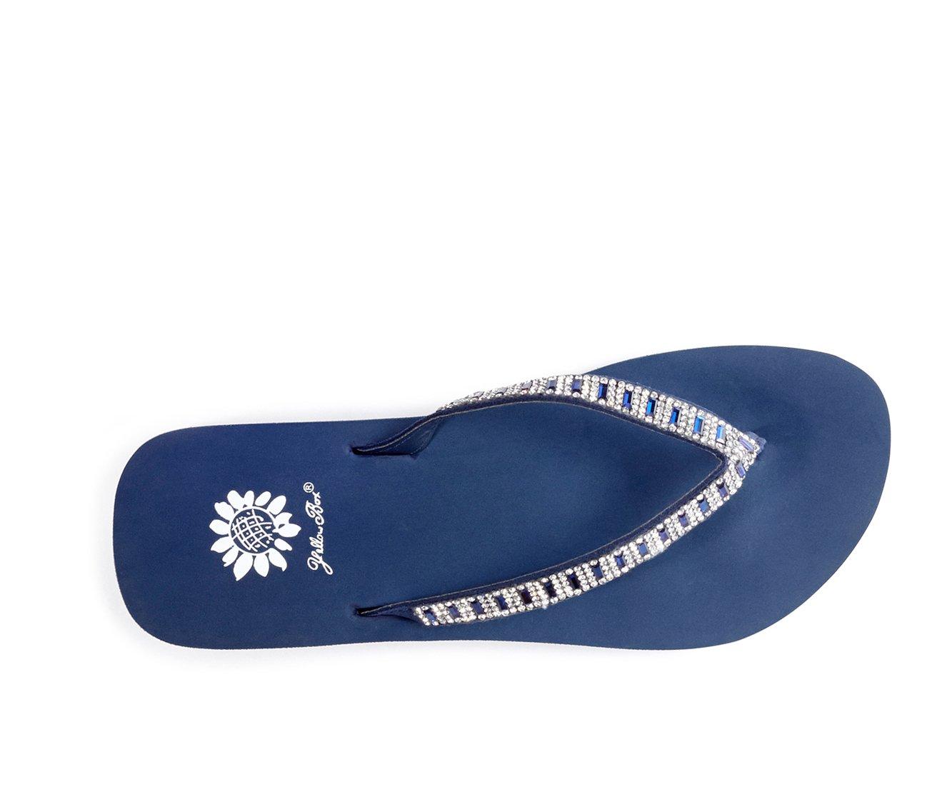 Navy blue yellow box flip online flops