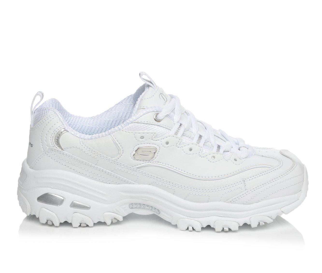 Skechers Women's D'Lites Memory Foam Lace-up Sneaker, White Silver, 5.5  Wide : : Clothing, Shoes & Accessories