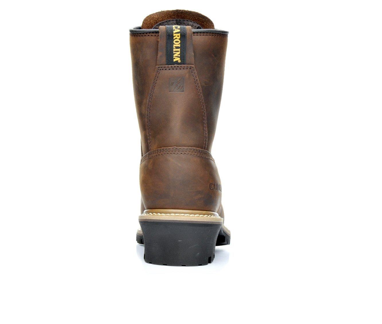 Men's Carolina Boots CA9821 8 In Steel Toe Waterproof Logging Work Boots