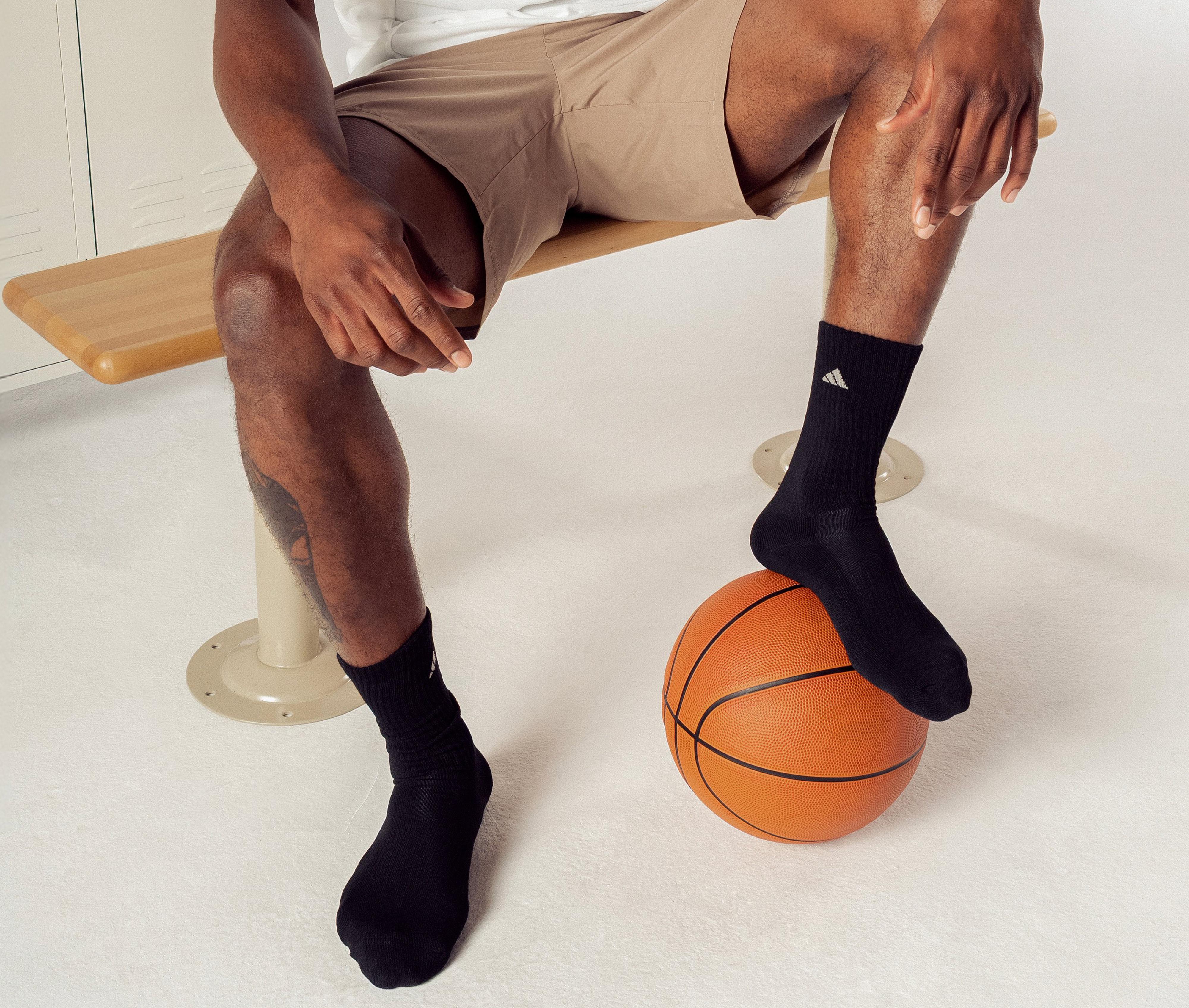 Adi 6-Pair Men's Athletic Socks - Cotton Crew, Casual, Size 9-13 (Black/White/Gray)