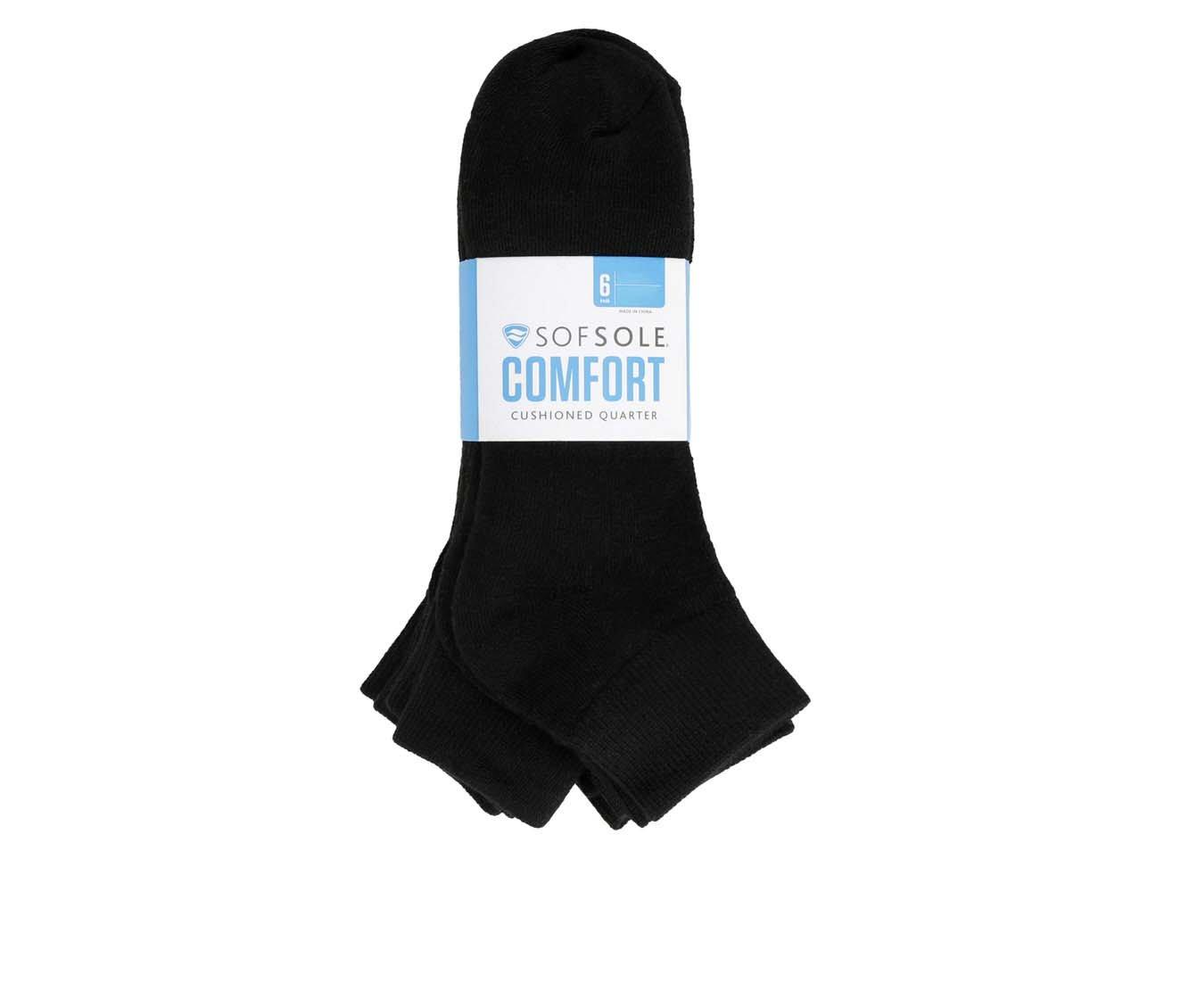 Sof Sole 6 Pair Comfort Cushioned Quarter Socks