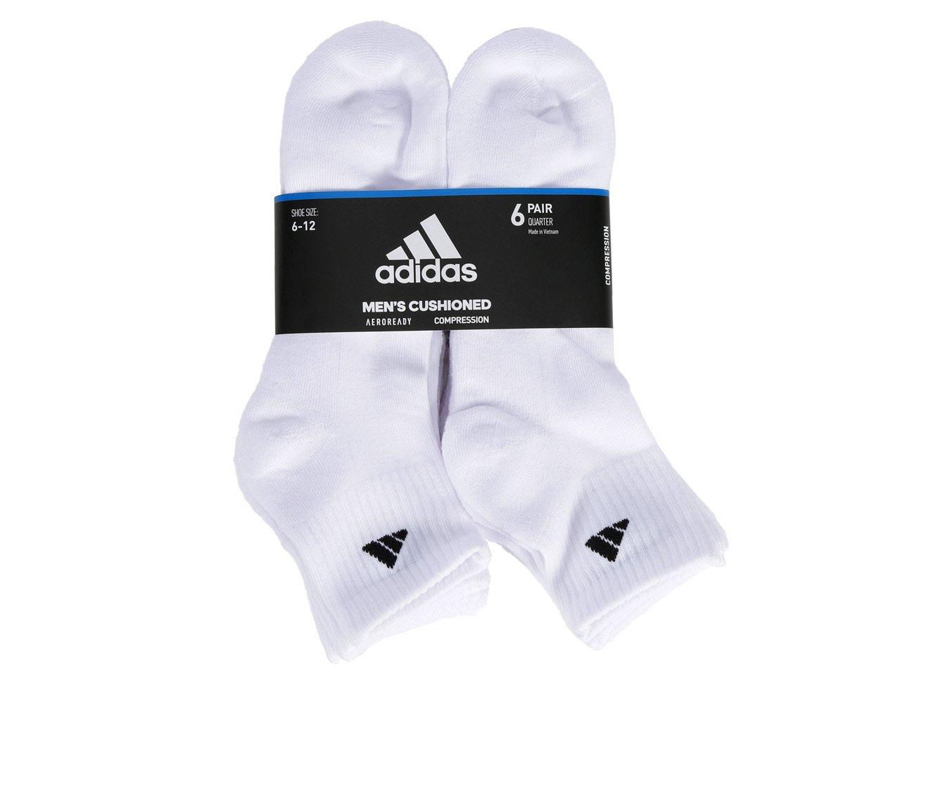 Adidas 6 Pair Men's Cushioned Quarter Socks