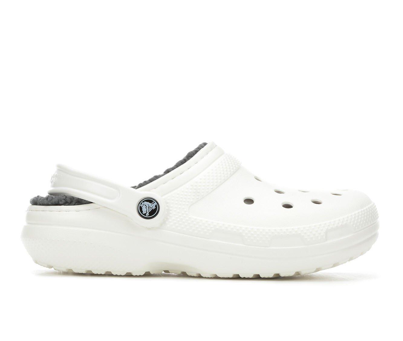 Furry shop white crocs