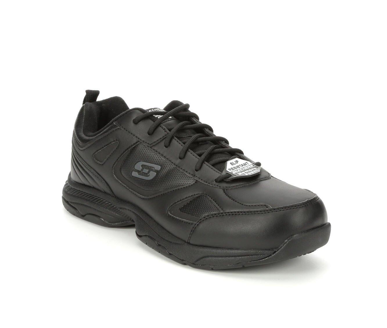 Skechers Men's Black Leather EH Slip-Resistant Soft Toe Work Shoe