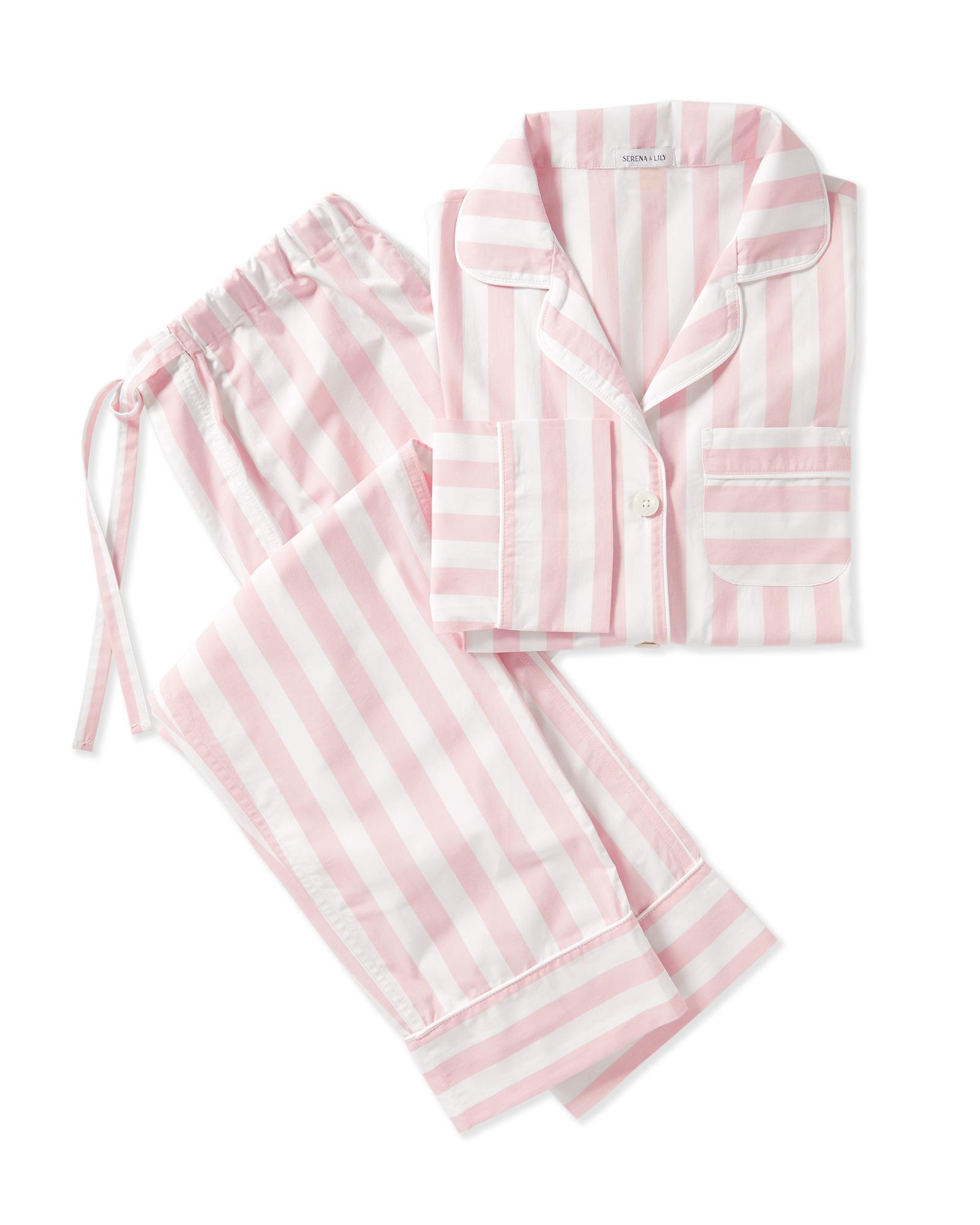 Pink and white outlet striped pj set