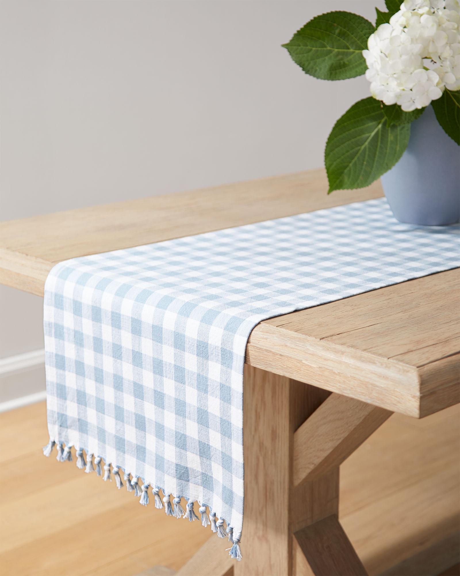 Fabric by The Yard - Classic Gingham Linen in Hydrangea Blue | Serena & Lily