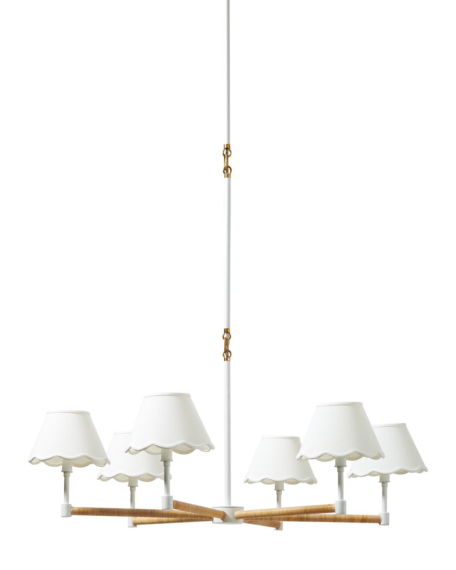 Larkspur Chandelier: Elegant Brass & Rattan Coastal Light