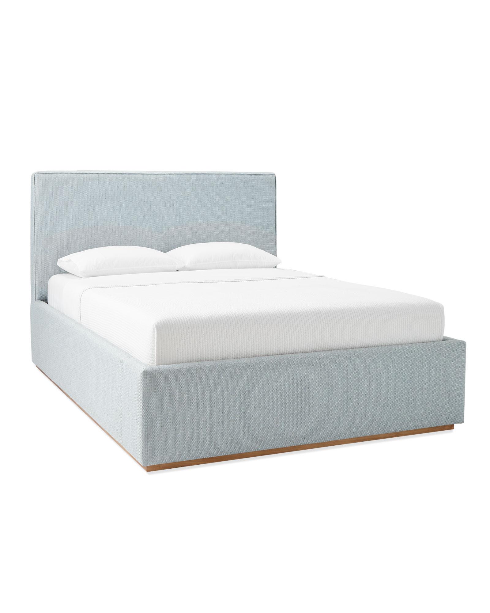York Platform Bed Coastal Blue Raffia Serena and Lily