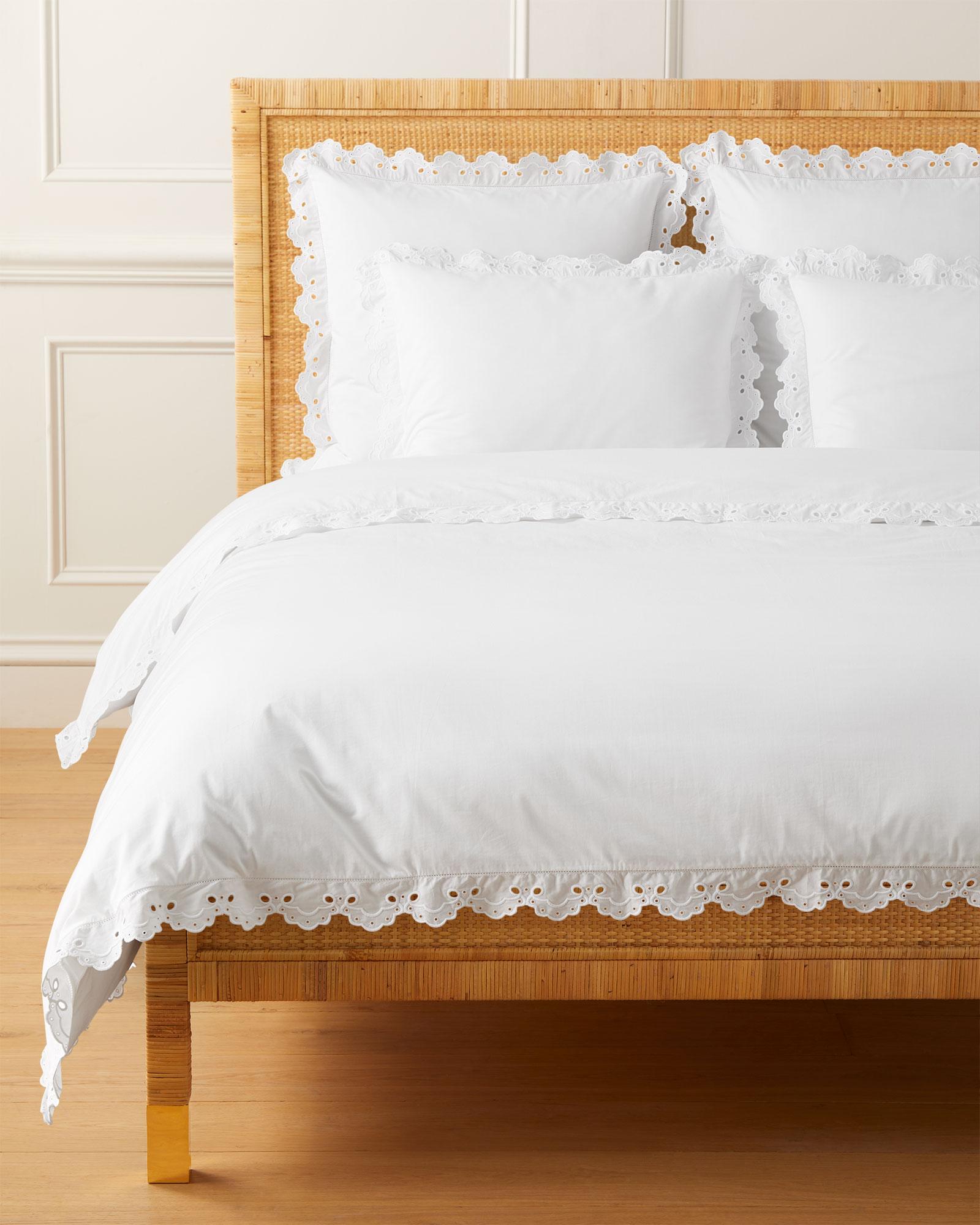Antibes Eyelet Percale Duvet Cover, Size: King, White