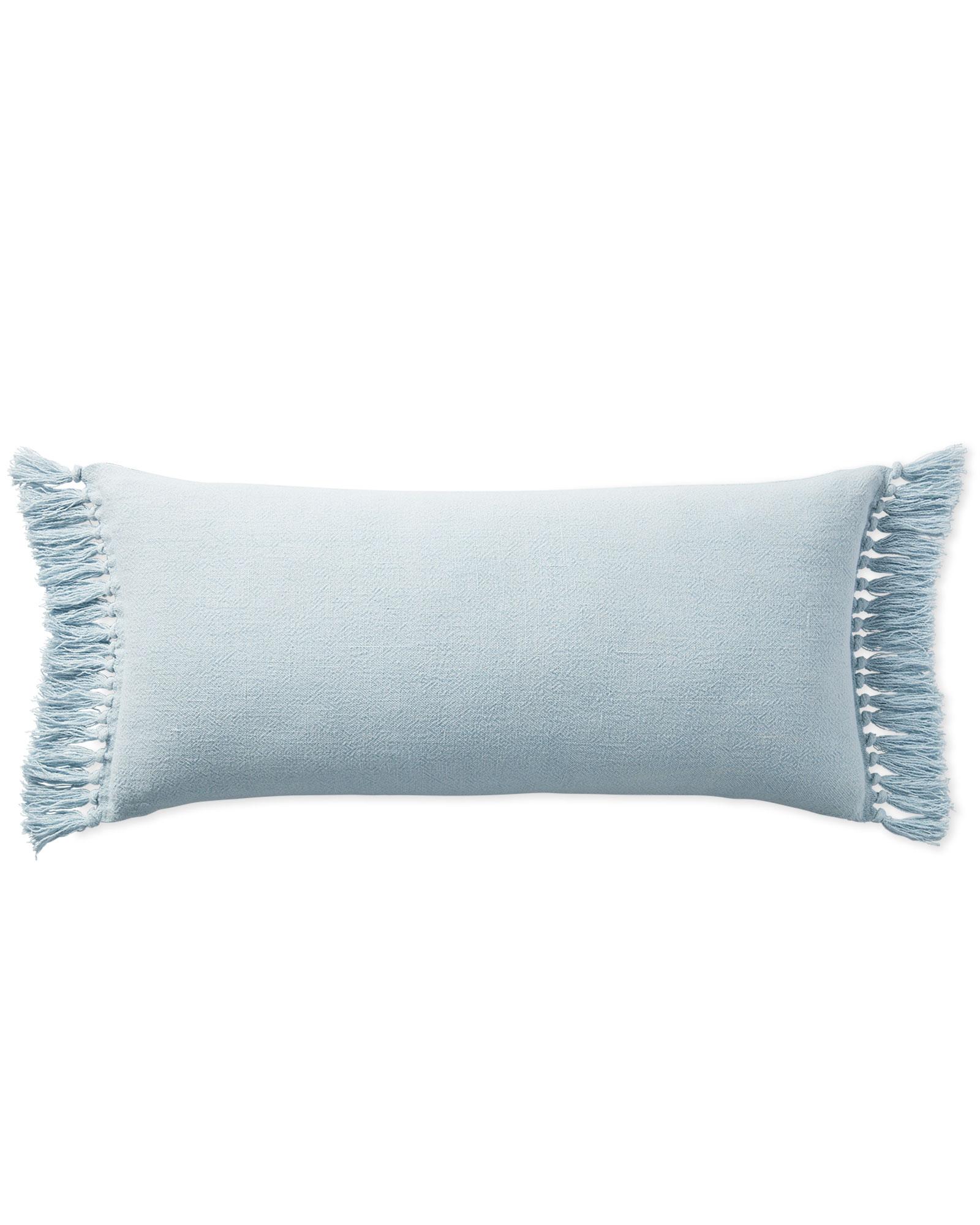 Sky Blue Linen Pillow Sham White Piping