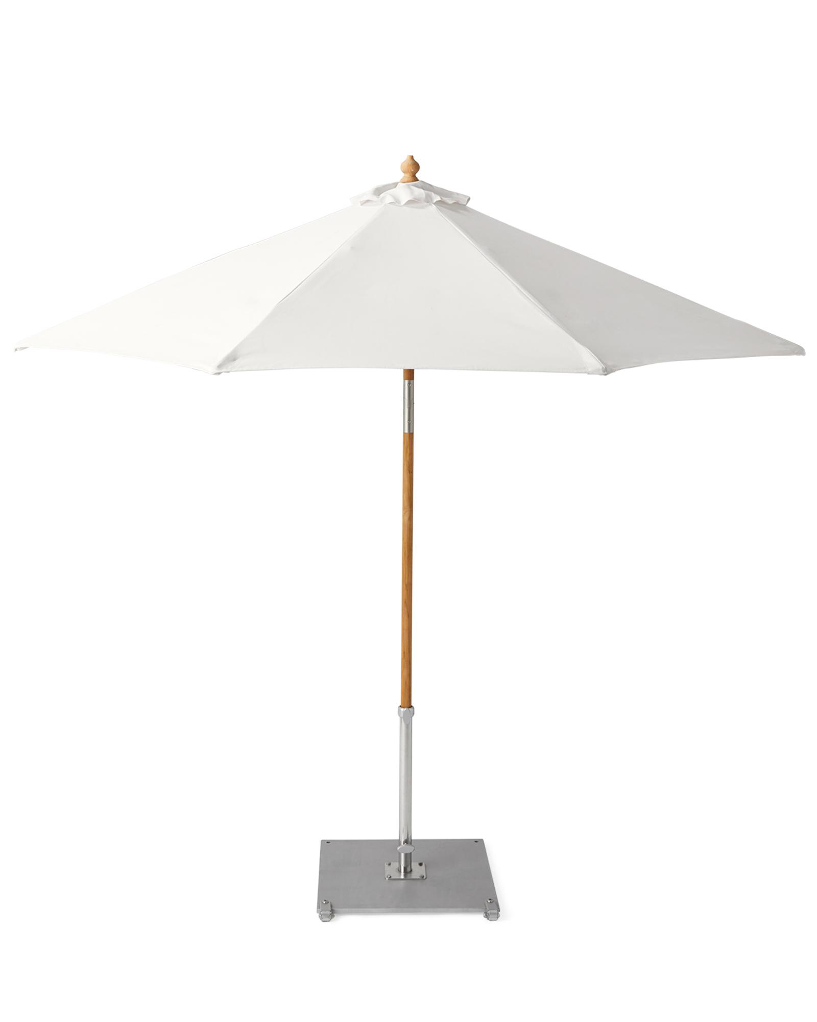 Teak Market Umbrella, Round in Coastal Blue