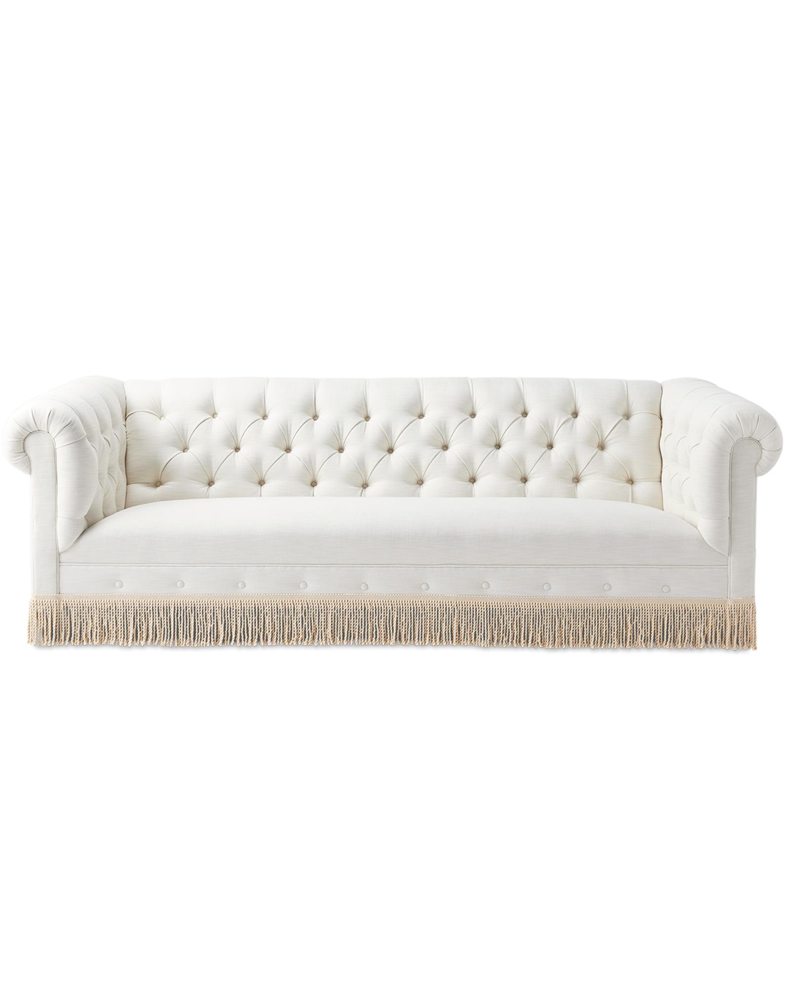 Chatham Sofa - Perennials Sea Salt Basketweave with Fringe | Serena & Lily