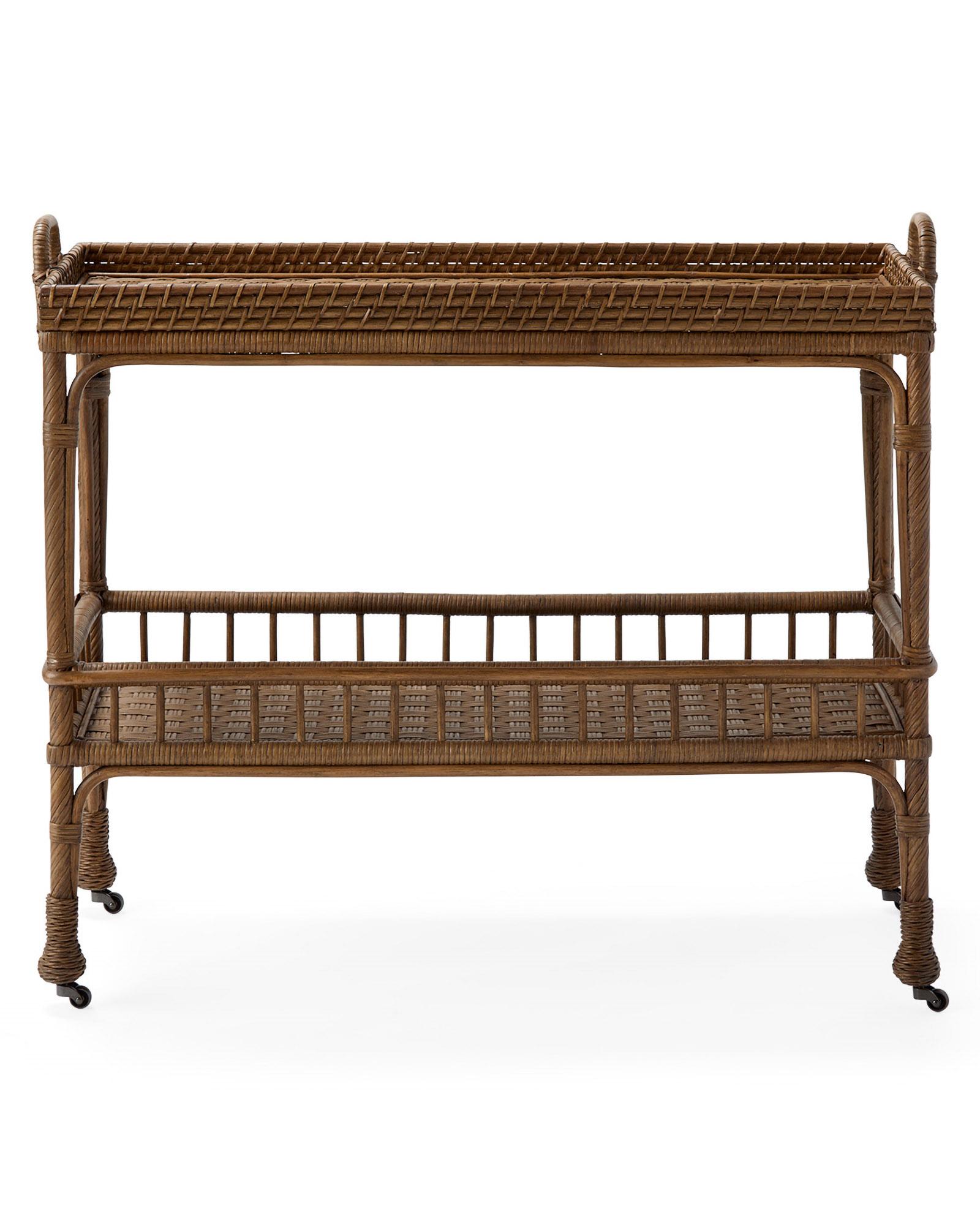 South Seas Rattan Bar Cart- Natural