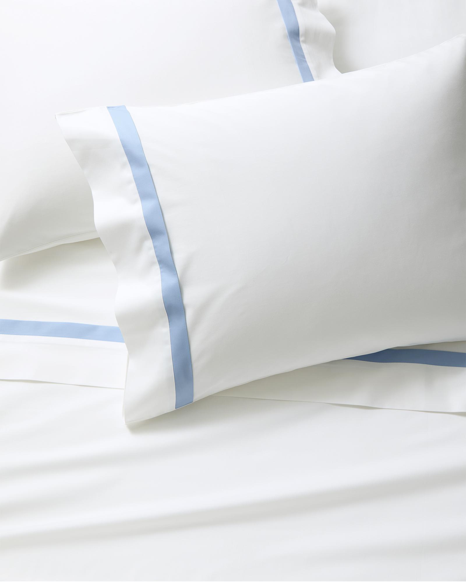 Border Frame Sateen Sheet Set, King, Coastal Blue