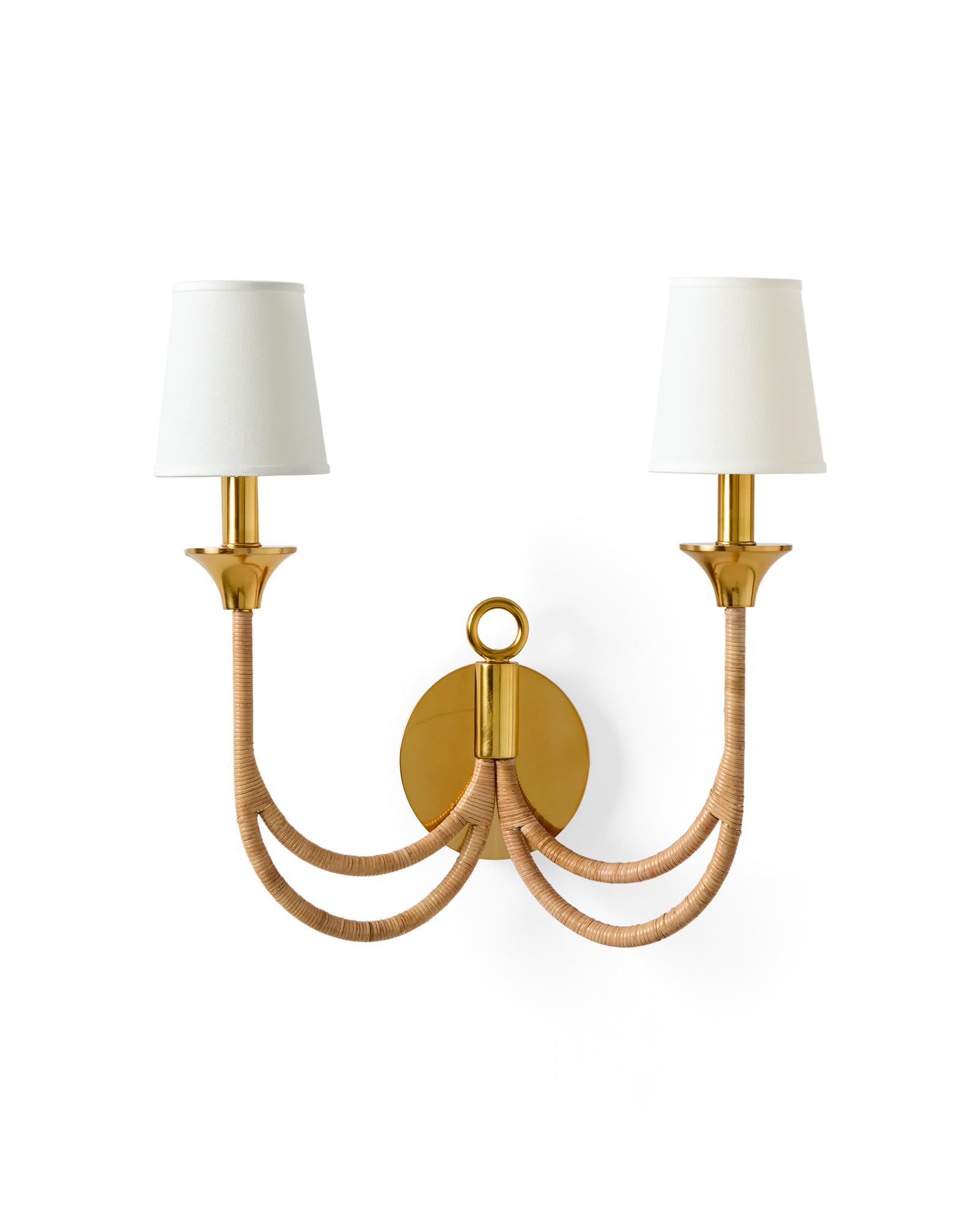 Carneros Rattan Double Sconce | Serena and Lily