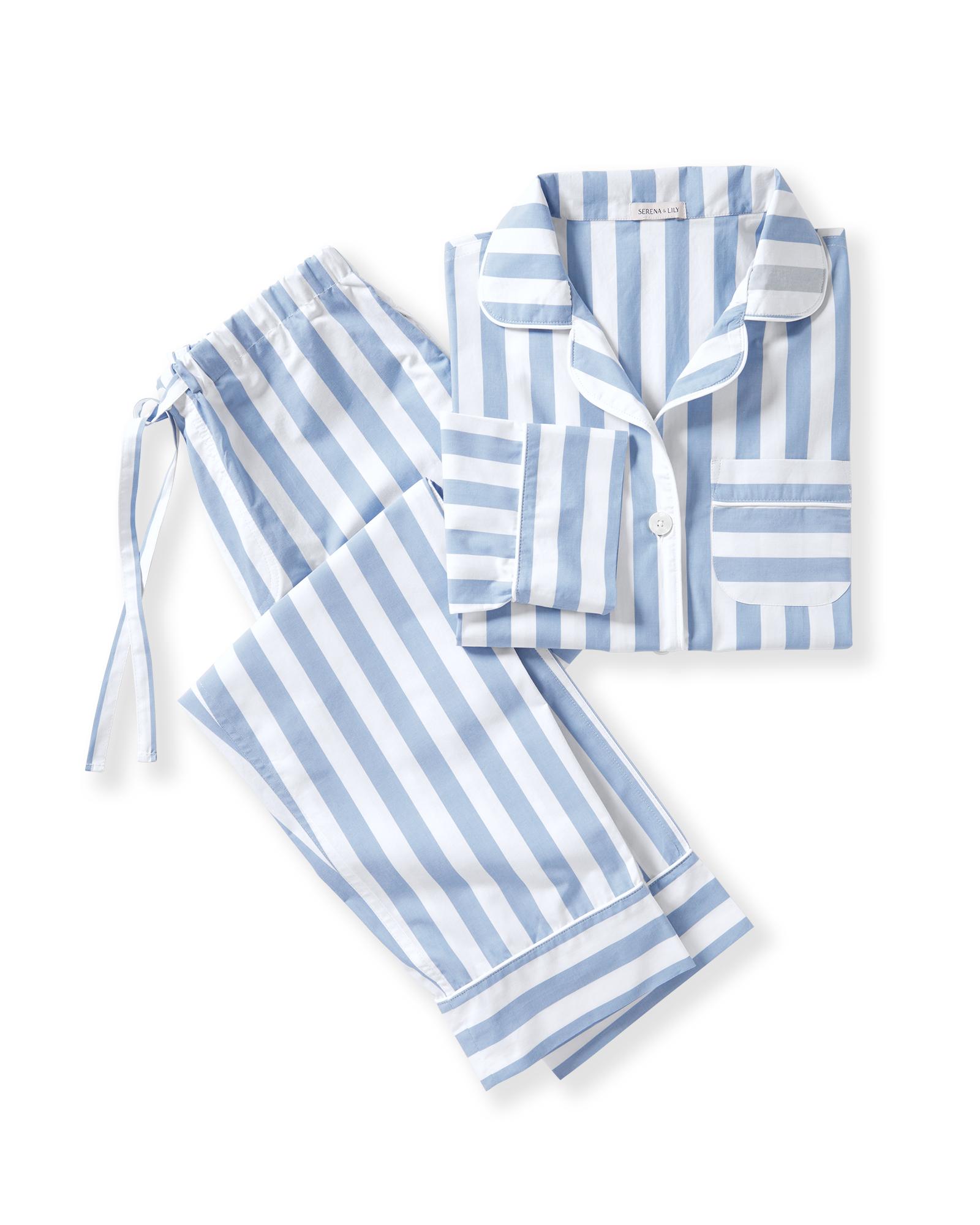 Beach Club Stripe Pajamas – Small – Coastal Blue | Serena & Lily