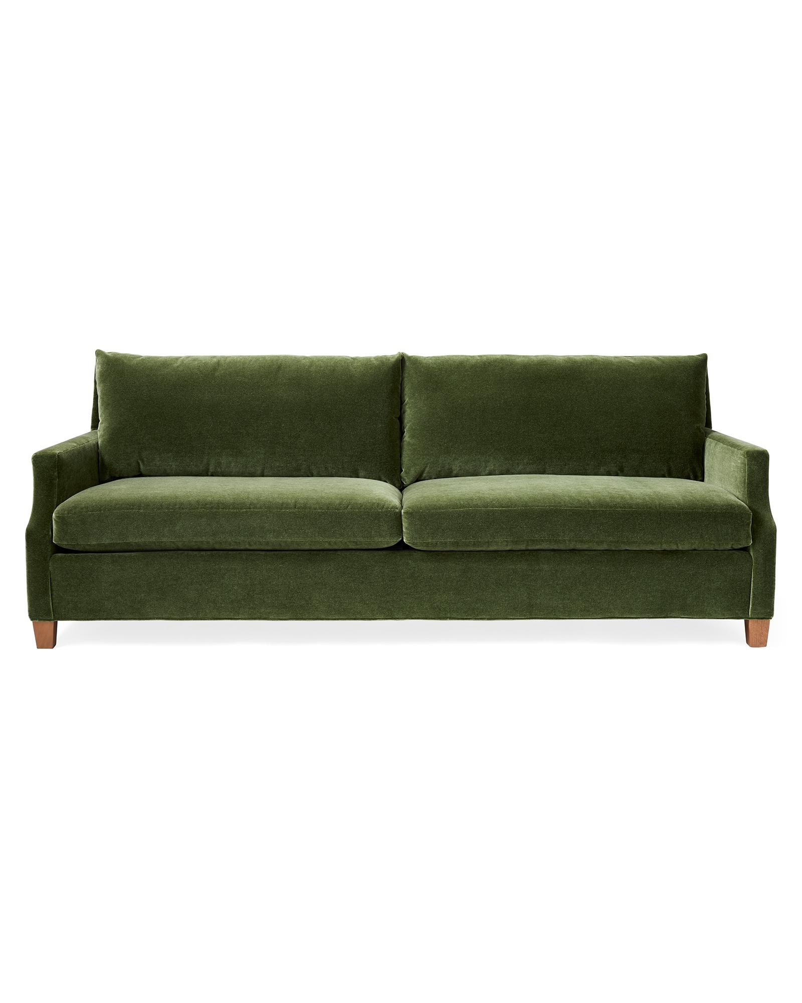 Grady Notch Arm Sofa in Mohair Velvet Evergreen | Serena and Lily