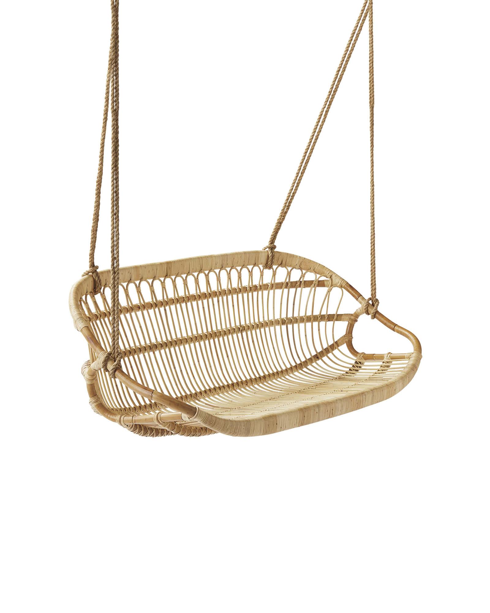 Hanging rattan chair discount serena and lily