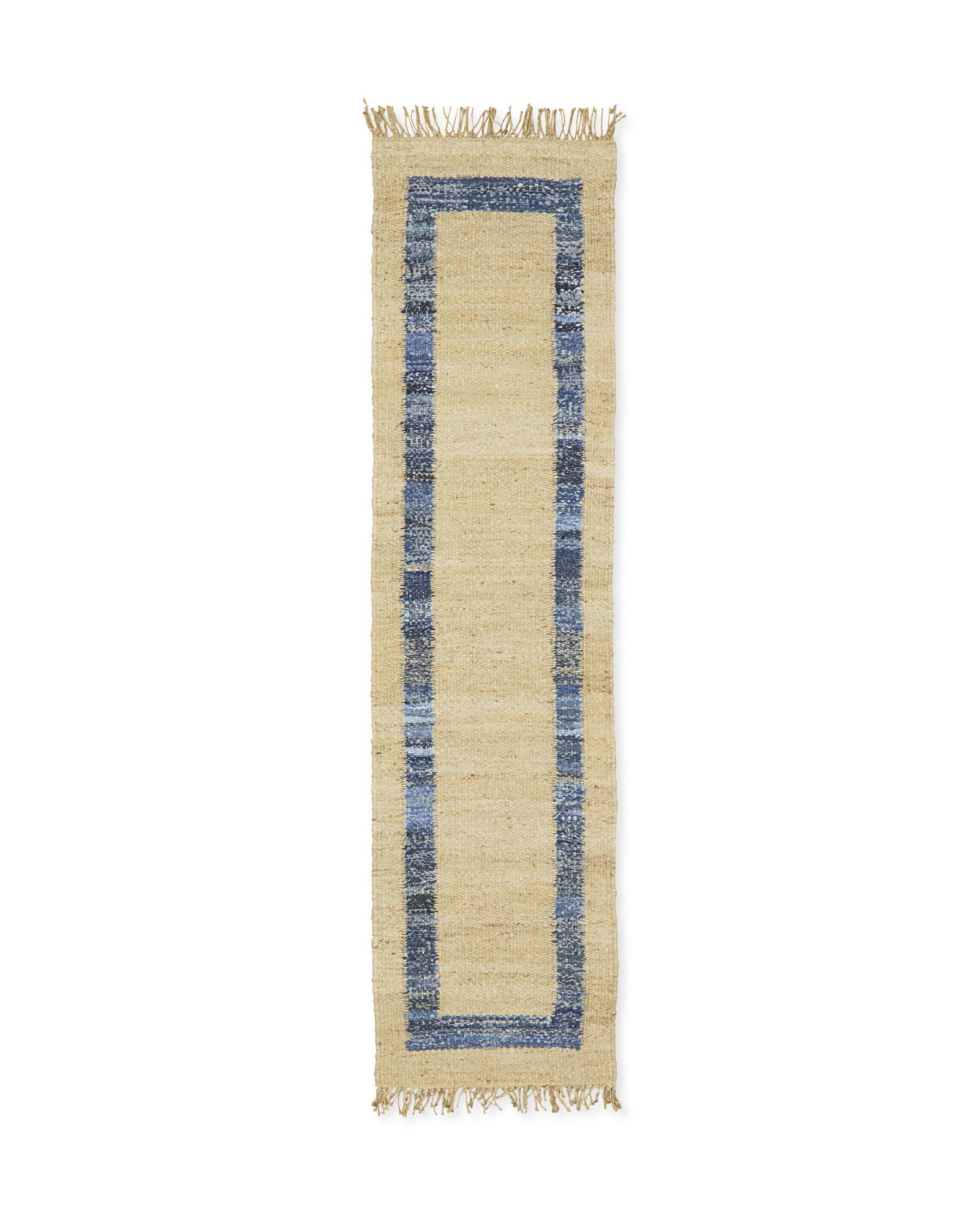 Jute Border Rug in Coastal Blue, 9' x 12' | Serena & Lily