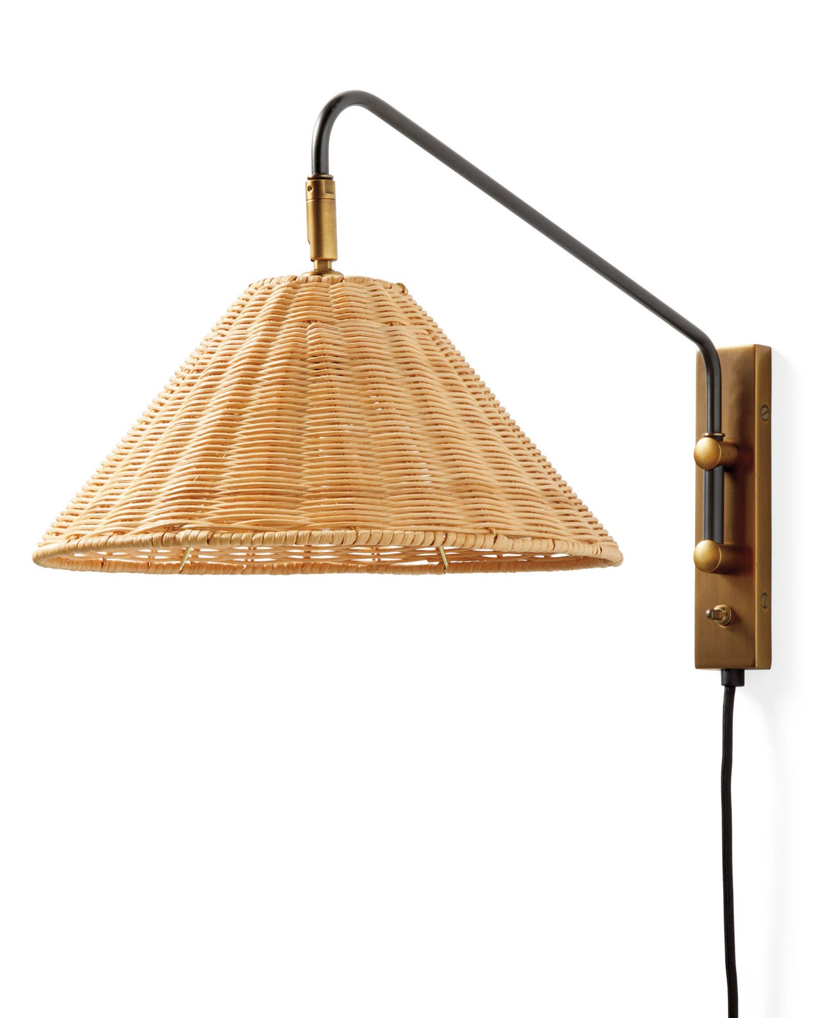 Rattan wall deals lamp