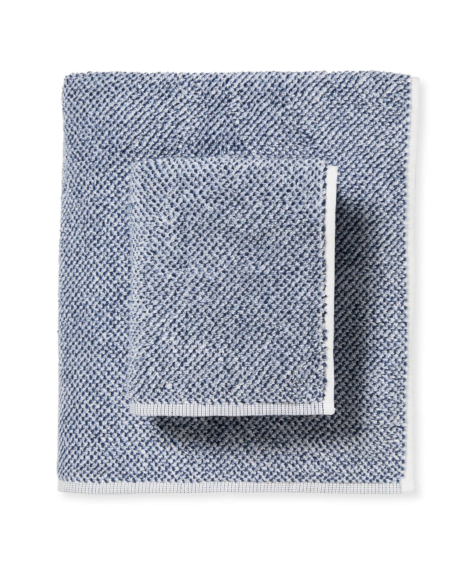 North Fork Turkish Cotton Hand Towel, Heathered Navy