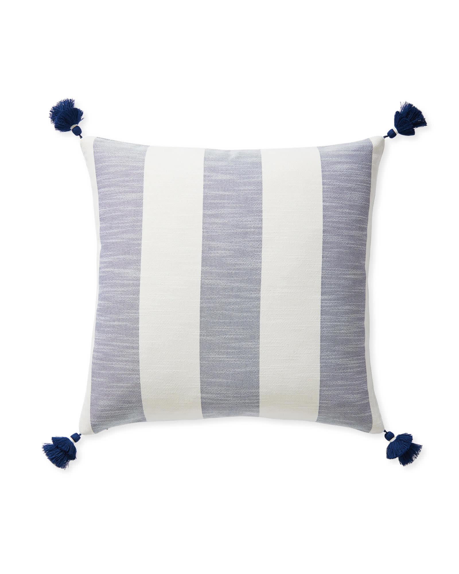 Perennials Harbor Stripe Pillow Cover in Coastal Blue, 14 x 30 | Serena & Lily