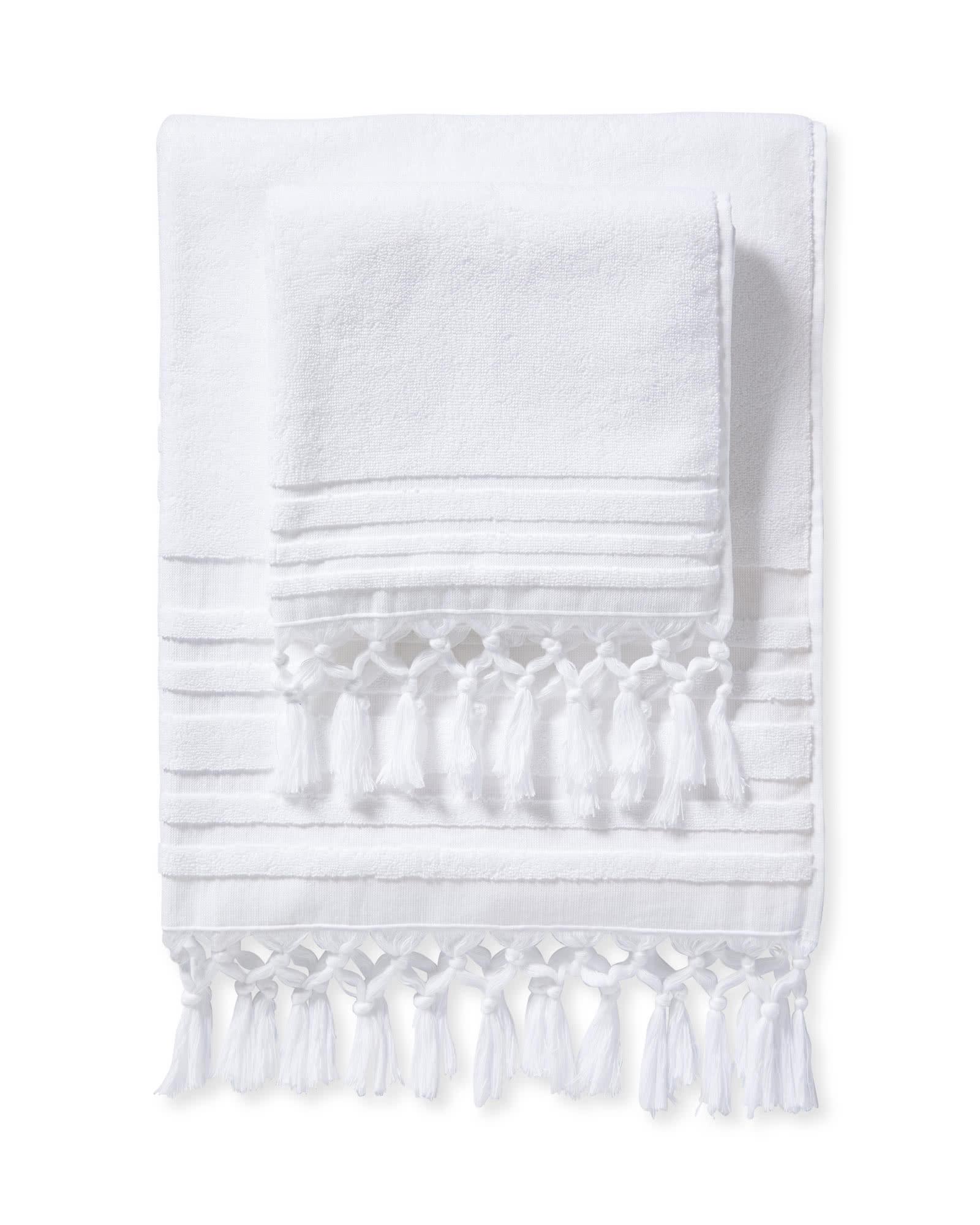 Quick-Dry Tassel Bath Collection Set - Towels, Shower Curtain