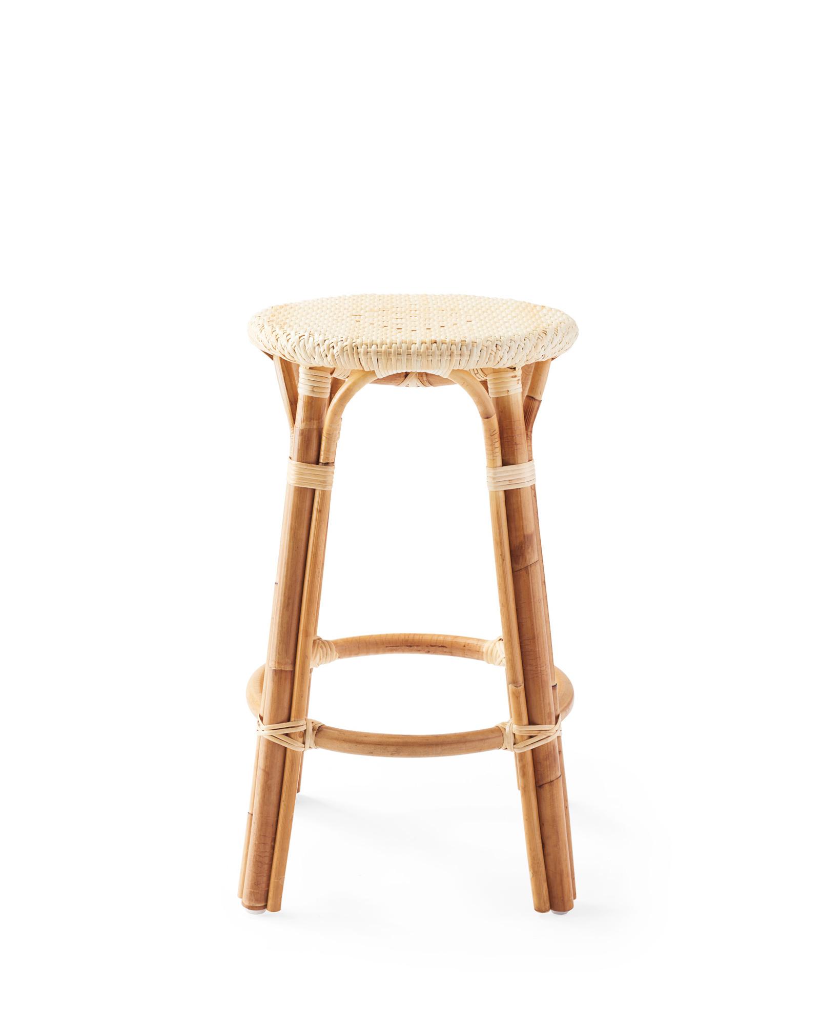 Sunwashed Riviera Rattan Backless Counter Stool | Serena and Lily