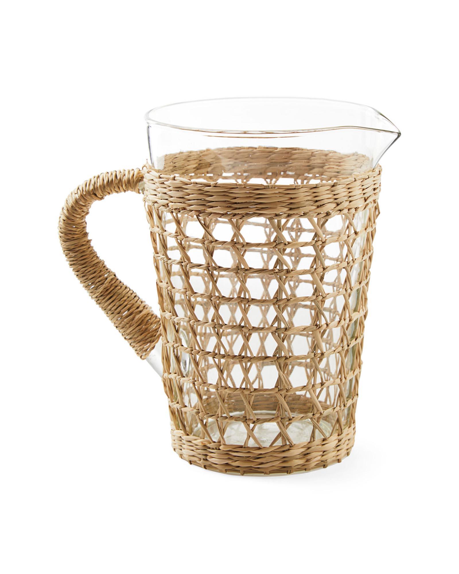 Glass Pitcher with Woven Seagrass Sleeve - PRINZZESA BOUTIQUE